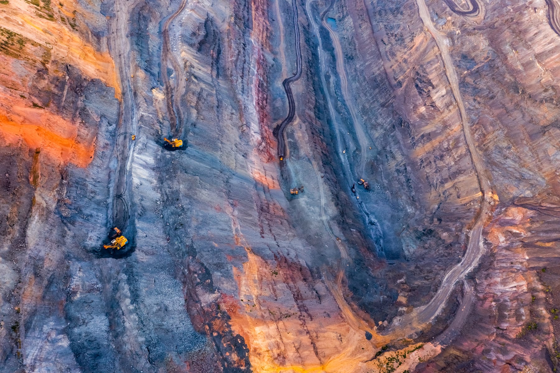 An aerial view of an open-pit mine